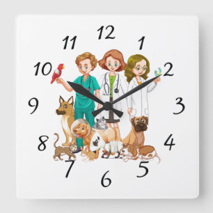 Tierarzt Personen Hintergrund Quadratische Wanduhr