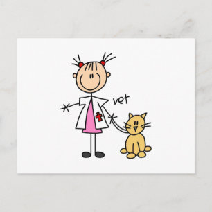 Tierarzt-Strichmännchen Postkarte