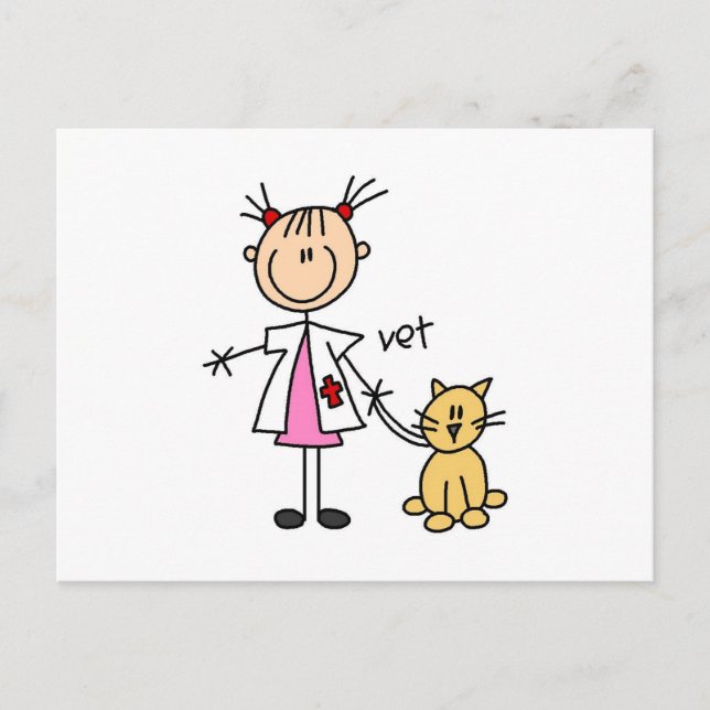 Tierarzt-Strichmännchen Postkarte (Vorderseite)