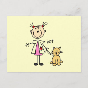 Tierarzt-Strichmännchen Postkarte