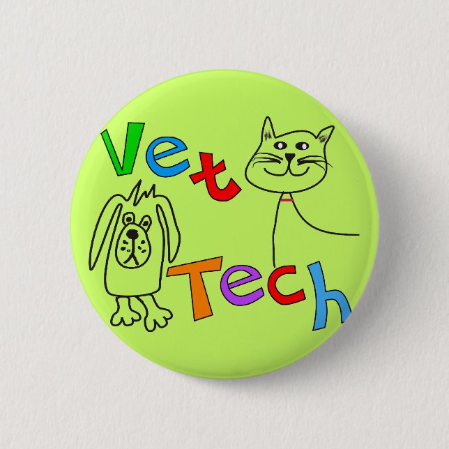 Tierarzt-Technologie-Geschenke, Veterinärtechniker Button (Vorderseite)