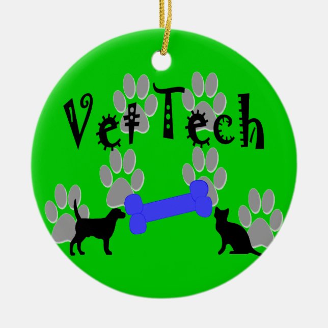 Tierarzt-Technologie-Weihnachtsverzierung Keramikornament (Vorne)
