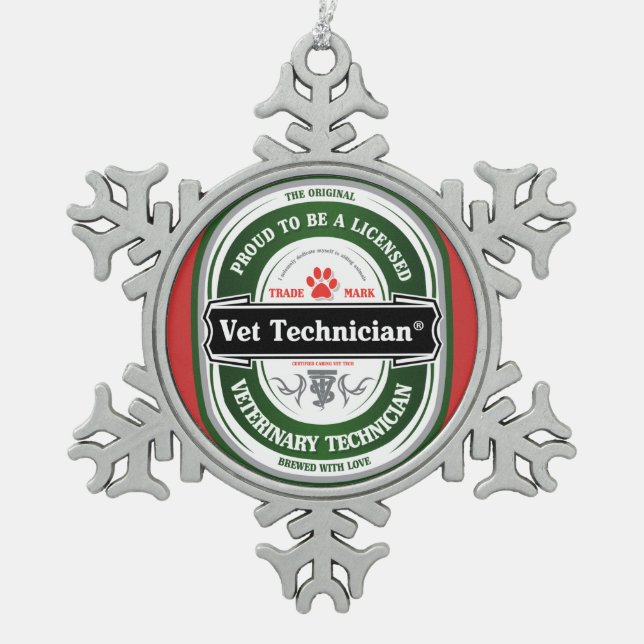 Tierarzt-Technologie Weihnachtsverzierung Schneeflocken Zinn-Ornament (Vorderseite)