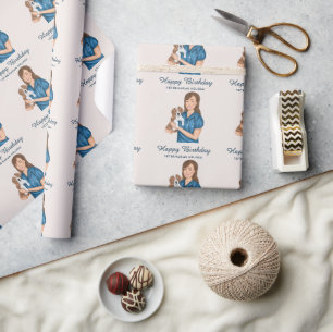 Tierarzt und Welpen zum Geburtstag Geschenkpapier