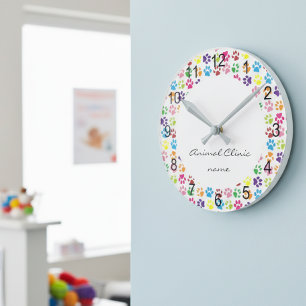 Tierarzt Veterinär Tierklinik Krankenhaus Pfote Runde Wanduhr