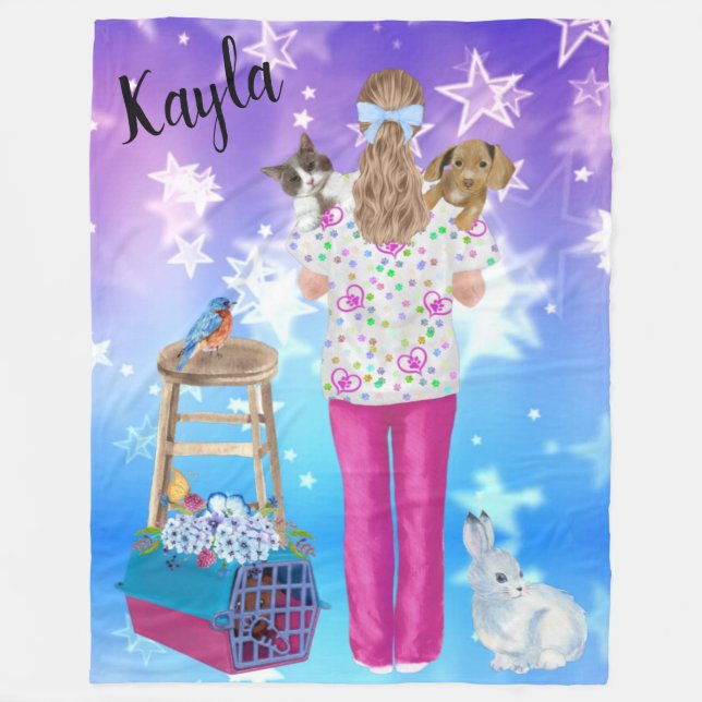 Tierärzte, Personalisierte Katze, Hund, Vogel, Son Fleecedecke (Vorderseite)