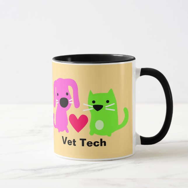 Tierärzte Tech Hunde & Katzen & Herz Tasse (Rechts)