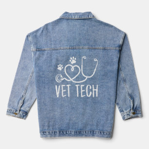 Tierärzte Tech-Liebe Paw Print Vintag Vettechlif Jeansjacke