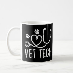 Tierärzte Tech-Liebe Paw Print Vintag Vettechlif Kaffeetasse