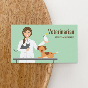Tierärztin mit Tieren Illustration Visitenkarte
