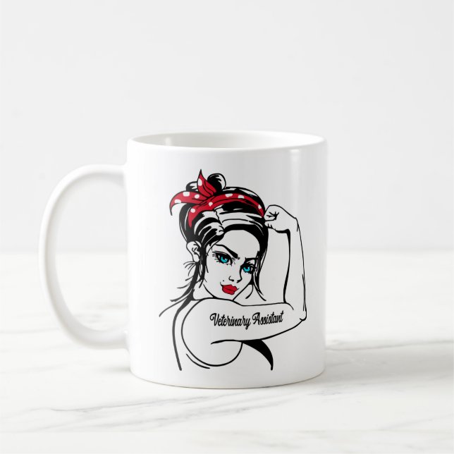Tierärztliche Assistentin Rosie The Riveter Button Kaffeetasse (Links)