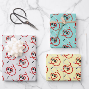 Tierärztliche Drucke und Stethoscope Geschenkpapier Set