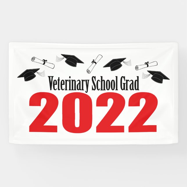 Tierärztliche Grad 2022 - Karten und Diplome (rot) Banner (Horizontal)