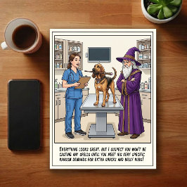 Tierärztliche Notfallabenteuer Cartoon Postkarte