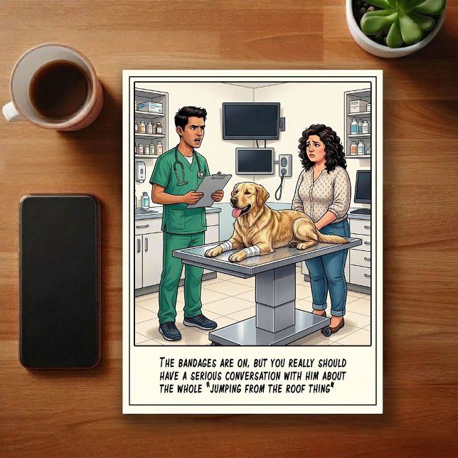 Tierärztliche Notfallabenteuer Cartoon Postkarte (Von Creator hochgeladen)