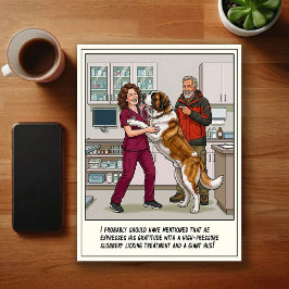 Tierärztliche Notfallabenteuer Cartoon Postkarte