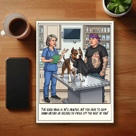 Tierärztliche Notfallabenteuer Cartoon Postkarte