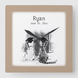 Tierärztlicher Abschluss, Hunde und Katze, Square  Quadratische Wanduhr