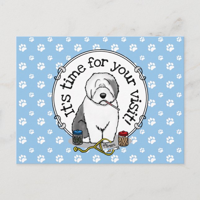 Tierärztlicher Besuch Erinnerung Altes Englisch Sc Postkarte (Vorderseite)