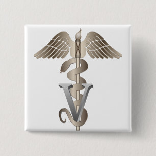Tierärztlicher Caduceus Button