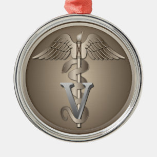 Tierärztlicher Caduceus Ornament Aus Metall