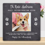 Tierärztlicher Dank für das Geschenk von Foto für  Fotoplatte<br><div class="desc">"Danke" an Ihren wunderbaren Tierarzt mit einer niedlichen personalisierten Foto-Plakette vom Hund! Personalisieren Sie Ihre Lieblings-Fotos mit dem Namen des Haustieres. Dieses tierärztliche Dankeschön wird ein Schatz bleiben. Individualisieren Sie 'Bester Tierarzt' für Tierärzte, Tierärzte oder Tierärzte. COPYRIGHT © 2020 Judy Burrows, Black Dog Art - Alle Rechte vorbehalten. Veterinärmedizinisch danke...</div>