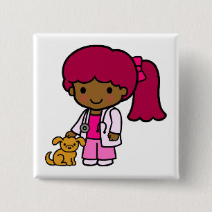 Tierärztliches Mädchen Button