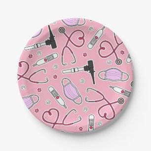 Tierärztliches/Veterinärtechniker-Muster-Rosa Pappteller