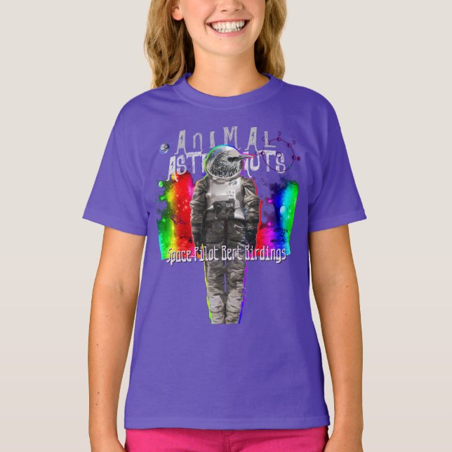 Tierastronauten im Raum-Pilotvogel T-Shirt (Vorderseite)