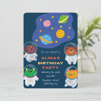 Tierastronauten zum Geburtstag Einladung