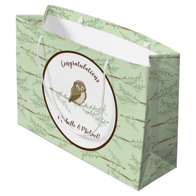 Tierbabydusche für Vögel Woodland Große Geschenktüte (Rückseite Schrägansicht)