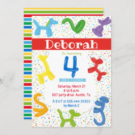 Tierballons 4. Geburtstagseinladung Einladung