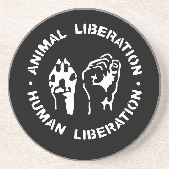 Tierbefreiungs-Menschen-Befreiung Sandstein Untersetzer (Vorne)