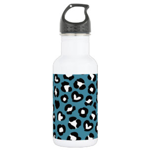 Tierdruck, Blauer Leopard, Gepardenflecken, Herzen Edelstahlflasche