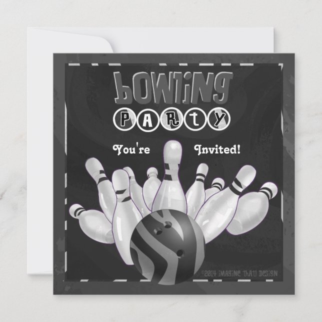 Tierdruck-Bowlings-Party Schwarzweiss Einladung (Vorderseite)