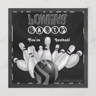 Tierdruck-Bowlings-Party Schwarzweiss Einladung
