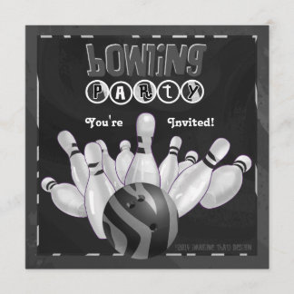 Tierdruck-Bowlings-Party Schwarzweiss Einladung