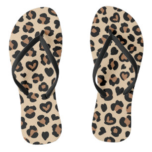 Tierdruck, Braunleopard, Geparden, Herz Flip Flops