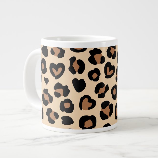 Tierdruck, Braunleopard, Geparden, Herz Jumbo-Tasse (Vorderseite Links)