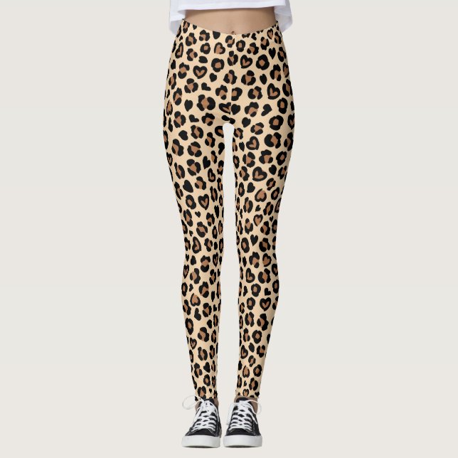 Tierdruck, Braunleopard, Geparden, Herz Leggings (Vorderseite)