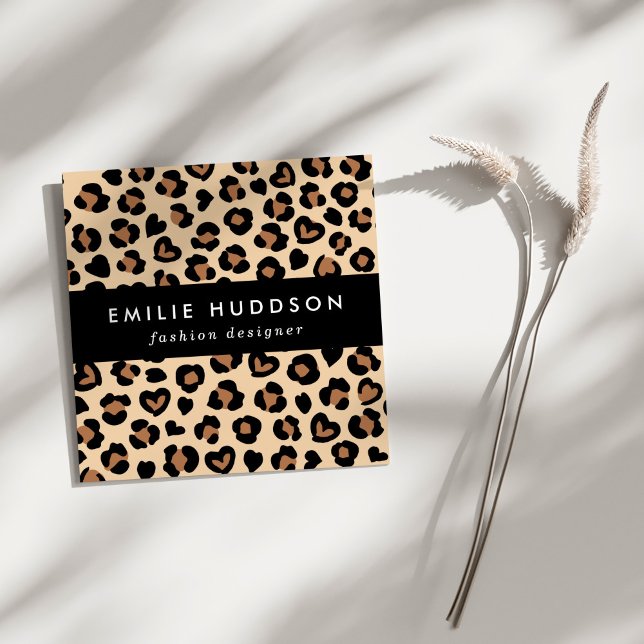 Tierdruck, Braunleopard, Geparden, Herz Quadratische Visitenkarte (Von Creator hochgeladen)