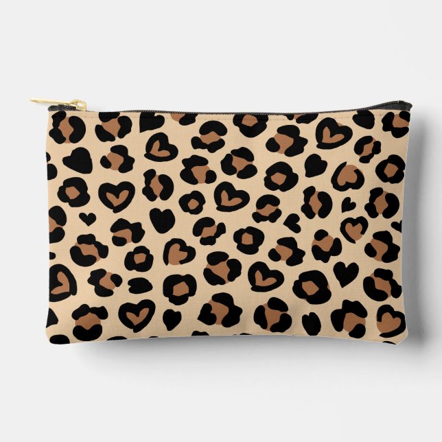 Tierdruck, Braunleopard, Geparden, Herz Zubehörtasche (Vorderseite)