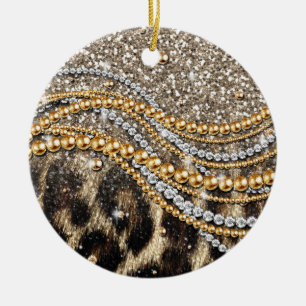 Tierdruck des schönen modischen girly Leoparden Keramikornament
