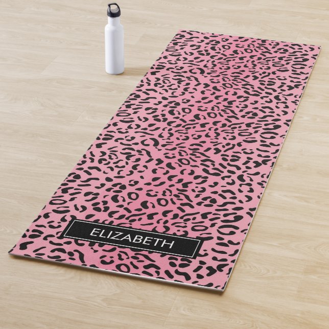 Tierdruck, Gepunktet Leopard Monogram Name Modern Yogamatte (Beispiel)