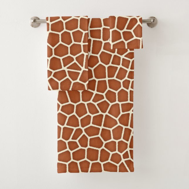 Tierdruck, Giraffe in kupfernem Brown Badhandtuch Set (Insitu)