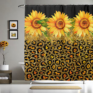 Tierdruck Glitter und Sonnenblumen Duschvorhang