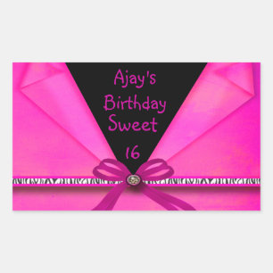 Tierdruck Hot Pink & Black Gefaltete Sweet 16 CS Rechteckiger Aufkleber