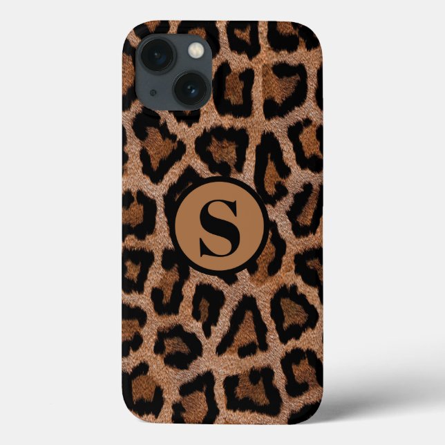 Tierdruck Leopard Monogramm Name Case-Mate iPhone Hülle (Rückseite)