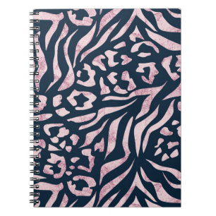 Tierdruck, Leopard, Tiger, Blau, Rosa, Haut, Notizblock