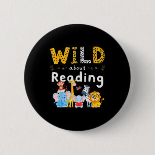 Tierdruck lese ein Buch Charakter Kinder wild darü Button